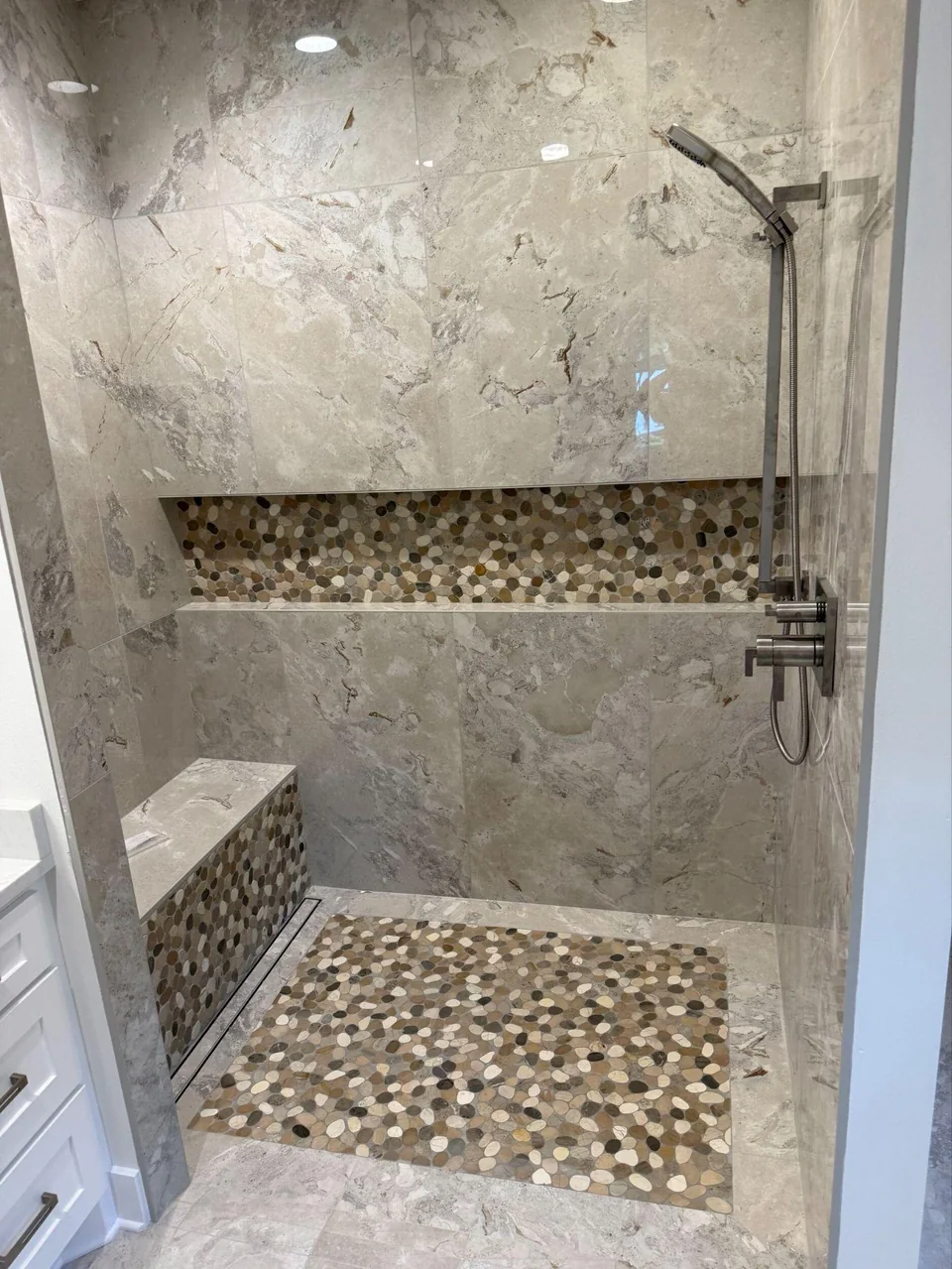 Sanchez Way: Primary shower: wall and mosaic tile